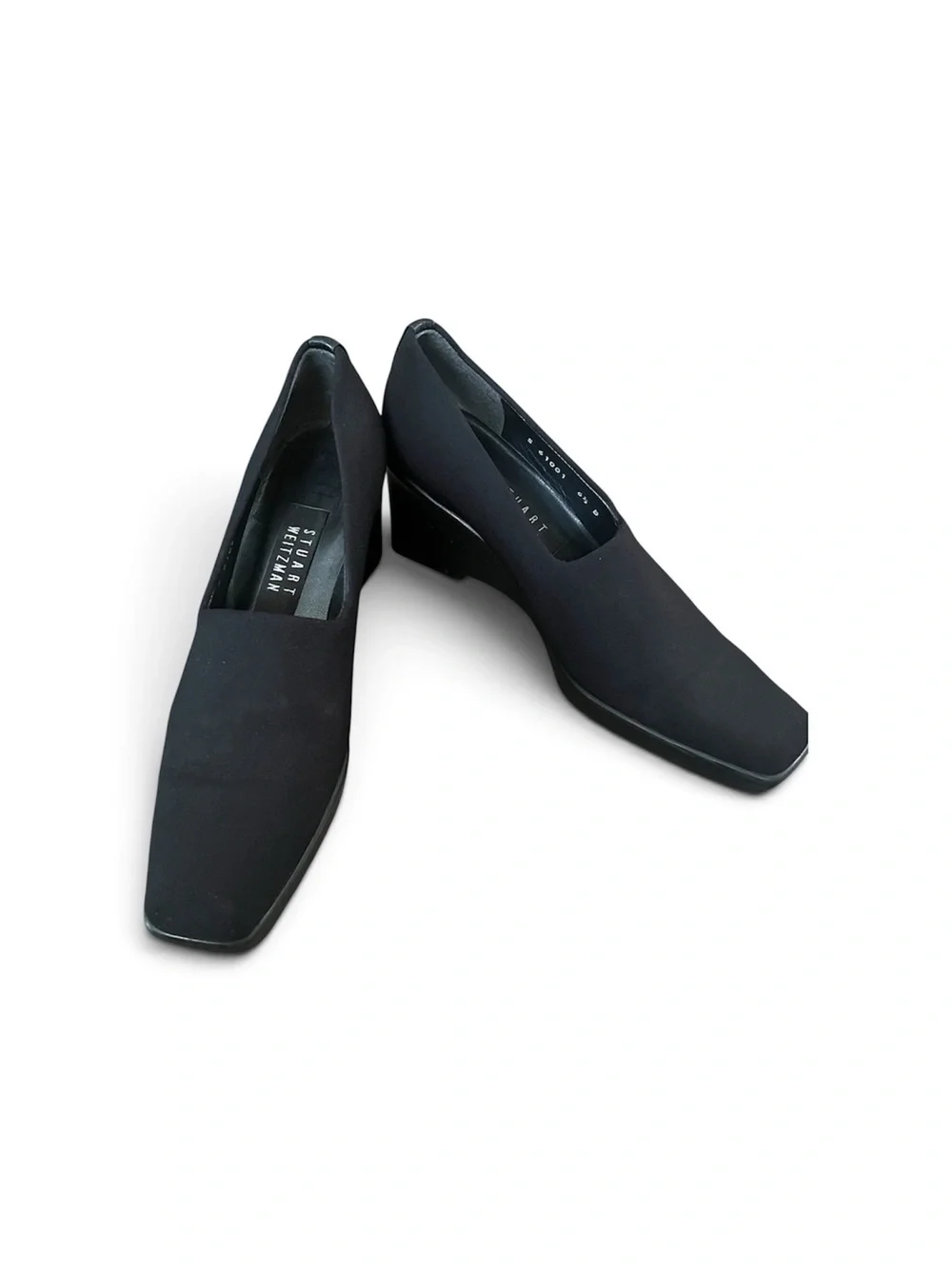 Stuart Weitzman Black Wedge Pumps Square Toe Size 6.5B